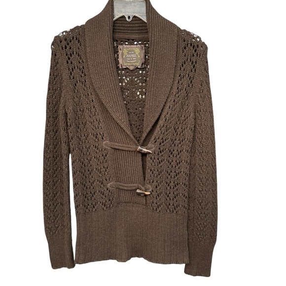 Sweaters - Old Navy S Brown Shawl Collar Toggle Cardigan Lambswool Angora Vintage 90s